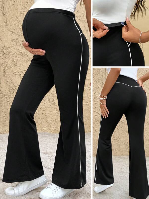 SHEIN Leggings casuales de maternidad acampanados con cintura ajustable