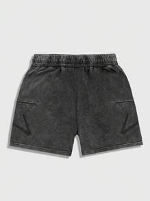 ROMWE MEN Street Life 男士夏季休闲街头斜纹布水钻抽绳腰短裤