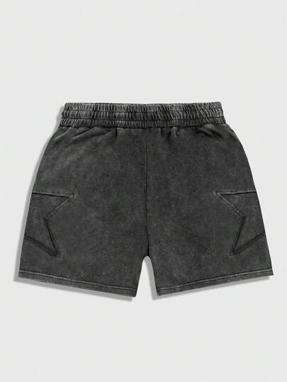 Street Life Pantalones cortos de verano informales con parches de strass y cordón en la cintura para hombre