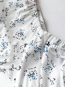 Chiquease 女士优雅蓝白碎花中长度假连衣裙