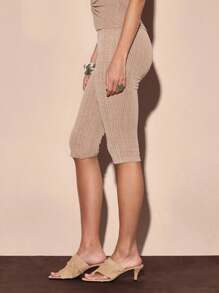 MUSERA 纹理修身七分裤 夏季度假 Y2K 90年代街头风 酷女孩 节日 假日 优雅 性感 夜店 石墨色 感恩节