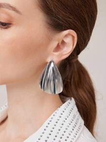 MOTF PREMIUM 1 PAIR FASHIONABLE SILVER WATER DROP SHAPED EARRINGS - Silver - View 6