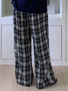 DAZY Pantalones de estar por casa con cintura elástica a cuadros para hombres, pijama de otoño - Multicolor - Ver 2