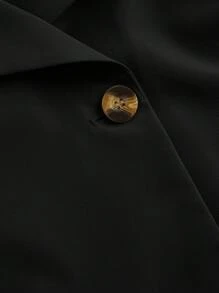 SHEIN MOD Black Collared Belted Long Trench Coat, Retro Jacket, Winter Coat, Holiday Wear