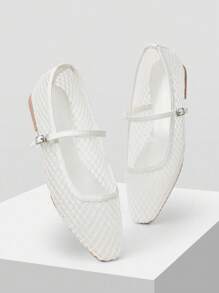 MOTF PREMIUM COMFORTABLE MINIMALIST MARY JANE FLAT SHOES, VERSATILE FOR COMMUTING - White - View 4