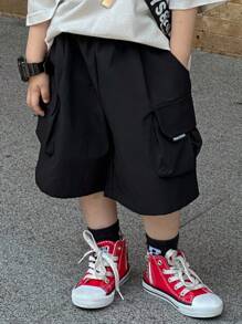 Dazy Kids Young Boy Letter Print Loose Fit Cargo Shorts