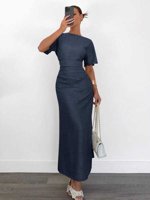 Siren Gaze Women's Solid Color Linen Blended Casual Summer Dress