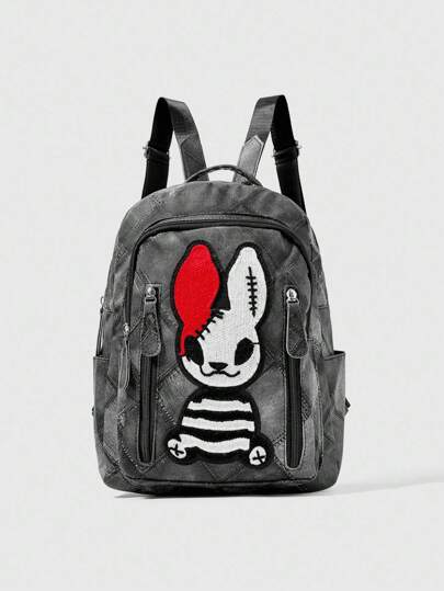 Grunge Punk Fashion Evil Rabbit Embroidery Backpack