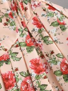 Glamine Gramin女装杏色V领泡泡袖收腰碎花优雅浪漫节日时尚夏装女士法式纯色甜美碎花网纱蓬蓬公主短裙夏季女士生日连衣裙女士沙滩裙节日连衣裙茶会连衣裙约会派对