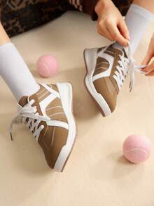 CUCCOO EASI 2025新款女士平底休闲运动鞋轻便透气防滑耐磨学生运动鞋 - 棕色 - 查看 8