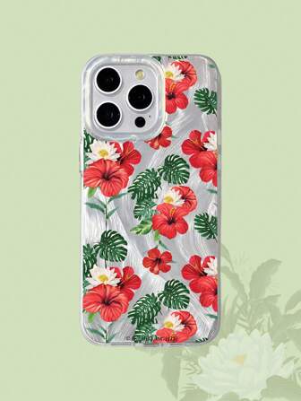 The White Lotus 1 pieza Funda de teléfono con estampado de flor roja compatible con iPhone 11 12 13 14 15 Pro Max 16