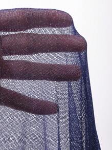 FRIFUL 女式宽松蓝色圆领透视网眼罩层上衣，春夏长袖女式上衣