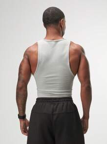 ARC Activewear Performance Cuttoff Tank Cap Sleeve Top T Shirt Gym Workout Muscle Tank - Grey - View 2