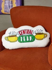 FRIENDS X SHEIN 1 chiếc gối trang trí in hình hoạt hình, thiết kế cốc cà phê Central Park, chất liệu mềm mại, thích hợp cho ghế sofa, phòng ngủ, xe hơi, văn phòng - trắng - Xem 4