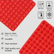 1 件巧克力糖果模具托盘，带有 148 个星形和心形空腔，用于 DIY 零食，例如狗零食、糖果、软糖、饼干、巧克力和其他可爱零食，由食品级硅胶制成 - 紅色 - 查看 4