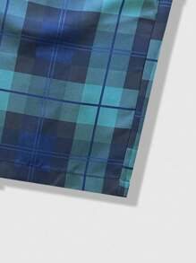 ROMWE MEN Street Life Men's Casual Loose Fit Plaid Shorts - Green - View 4