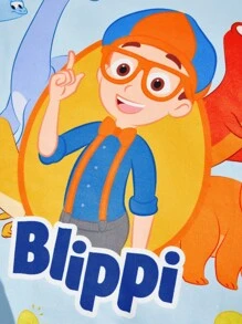 Blippi X SHEIN 超柔软卡通恐龙图案蓝色儿童连帽浴巾，超强吸水，速干，不掉毛，保暖隔热，适合2-6岁儿童，用途广泛，可用于沐浴、游泳、沙滩、夏季、春季、海滩度假等。 - 彩色 - 查看 7