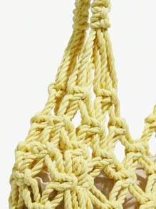 MUSERA Straw Woven Shopper Shoulder Bag Tote Beach Bag - Butter Yellow - View 7