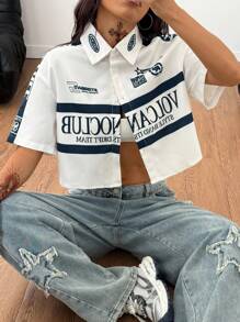 Coolane 女式军绿色复古短衬衫