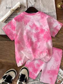 SHEIN 2pcs/Set Teen Girls Cute Cartoon Capybara Print Pink Short Sleeve Loose T-Shirt And Leggings, Summer Streetwear Cute Holiday Kawaii Clothes - Multicolor - View 3