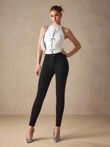 Selenza Quần Jeans Ôm Dáng Màu Trơn Thường Ngày - màu đen - Xem 7