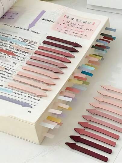 1/2pcs 200 Sheets Gradual Color Arrow Index Tabs For Students' Note Taking, Highlighting & Sticky Notes