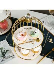 1 件铁艺浴室架，化妆品展示架，洗漱用品收纳盒，独立桌面鸟笼式收纳架，浴室储物架适用于家庭、酒店、度假海滩、浴室收纳、卧室收纳、礼物 - 彩色 - 查看 4