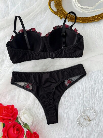 Seduluxe Women Bloemen Kanten Verleidelijke Lingerie Set view 2
