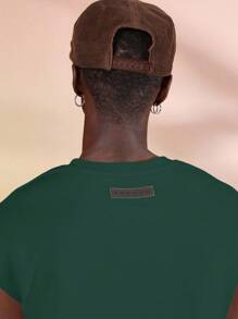 SUMWON Sleeveless Muscle Tank Crop Top Vintage Grunge Aesthetic Raw Edge Split Neck Summer Festival Streetwear Vest Plain - Green - View 4