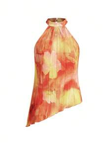 Ellevyn Conjunto de 2 piezas para mujer con top con cuello de halter y drapeado y pantalones anchos y holgados, outfit de verano elegante - Multicolor - Ver 12