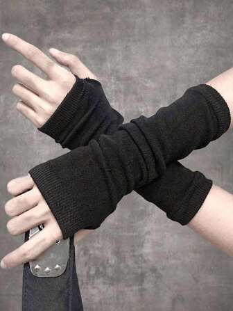 Goth 1 par de guantes largos negros, accesorios de Halloween, guantes de invierno, guantes para el frío