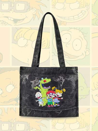 Nick 90's X ROMWE Borsa a tracolla di moda dalle grandi dimensioni con motivo a cartoni animati per le donne