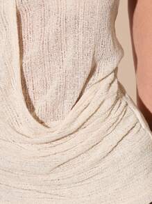 MUSERA Halterneck Lightweight Knit Wrap Drape Front Fitted Longline Sleeveless Top Summer Vacation 90's Streetstyle Cool Girl Festival Holiday Casual Beach