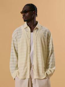 Musero Linen Long Sleeve Subtle Stripe Detail Shirt Button Up Spring Summer Holiday Vacation