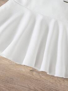 Elladie kids 女童和青少年时尚圆领无袖蝴蝶结装饰公主裙，夏季 - 白色 - 查看 3