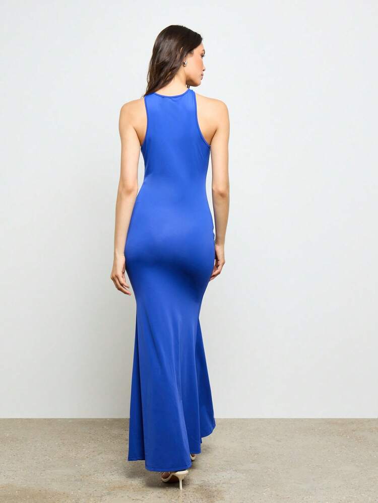 AiiRZ Elegant Evening Mermaid Gown Formal Ruched Design High Neck Bodycon Floor Length Dress Party Wedding Guest Special Occasion Ball Gown