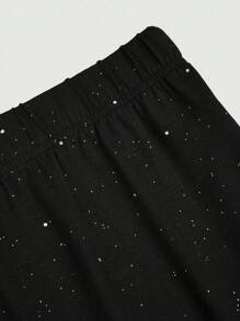 Sweetra 加大码纯色优雅性感宽松休闲露背无袖上衣和长裤两件套 - 黑色 - 查看 6