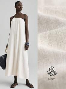 Ontre 2025 年夏季女装连衣裙，适合独立日、圣约翰节、海滩、度假、毕业典礼、办公室、沙滩装、节日、茶会、派对，纯色不对称领口休闲长裙