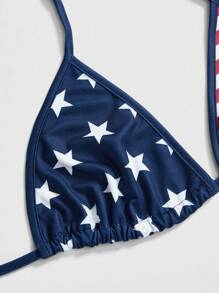 ROMWE Grunge Punk Y2K Midriff-Baring American Flag Bra Top For Women, Music Festival Style