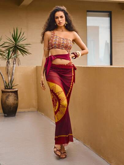 Swim Oasis The White Lotus 女士镂空连体沙滩罩衫