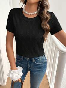 SHEIN Frenchy Women's Summer Casual Solid Color Schiffy Short Sleeve T-Shirt