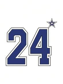 Camiseta de manga larga holgada con cuello en V, hombros caídos y estampado numérico para mujer, estilo casual - Blanco - Ver 3