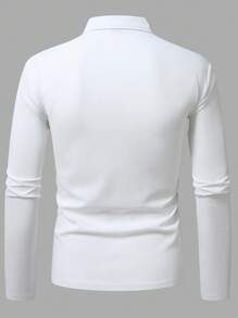 Manfinity Homme Áo thun Polo dài tay công sở thường ngày cho nam - trắng - Xem 2