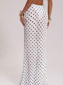 SHEIN BAE Nuevo vestido de verano para mujer con estampado de lunares en blanco y negro, de cintura baja con cordón, elegante y sexy para vacaciones, concierto country