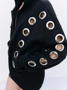LYSMO Pull à capuche avant-gardiste cool pour femmes avec un design œil de poule ajouré