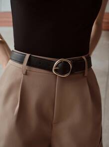 MOTF PREMIUM Shorts con bolsillos en ángulo, pliegues plegados, dobladillo con puño y cinturón