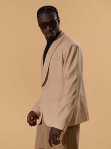 Musero Embroidery Button Fastening Curved Lapel Blazer Spring Summer Holiday Vacation Smartwear - Khaki - View 3