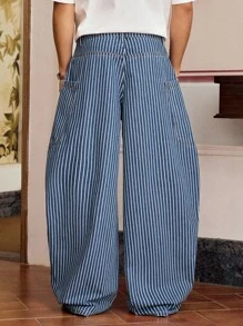 SWAVVY Men's Woven Casual Loose Straight Leg Solid Color Pants, Young Daily Style - Baby Blue - View 2