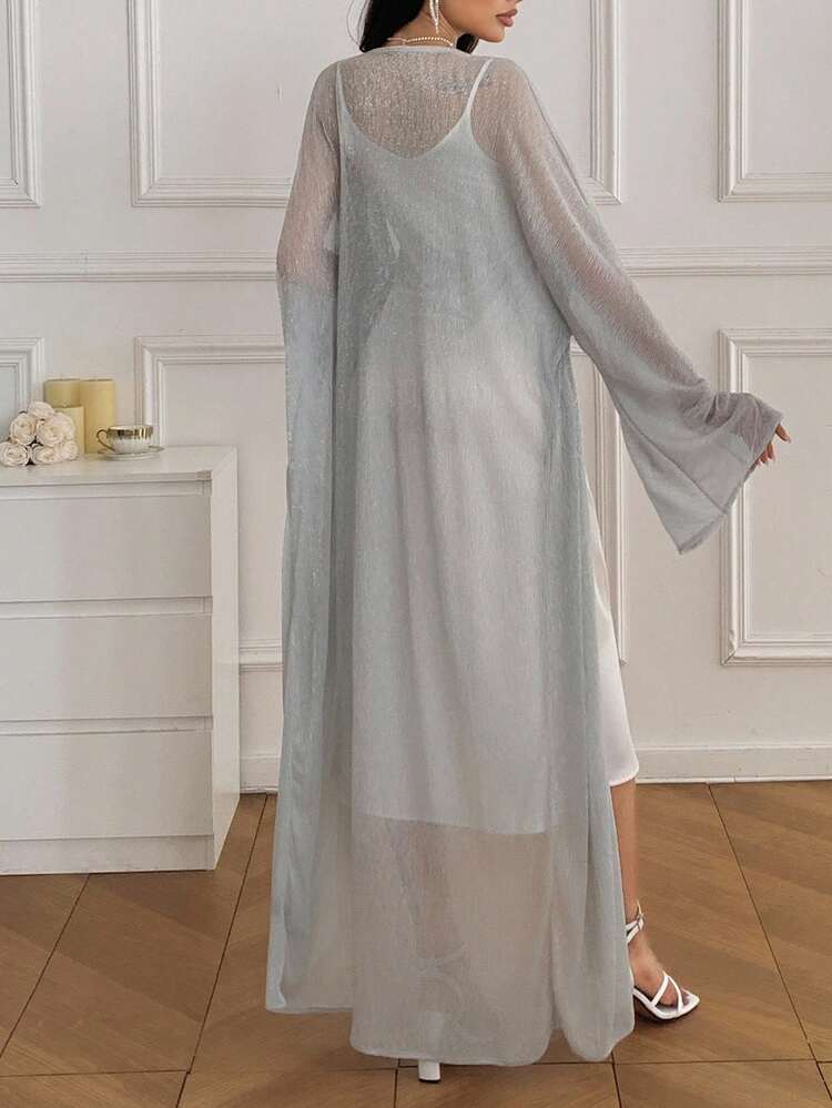 Women's Long Sheer Mesh Swimsuit Cover Up, Summer Vacation Outfits Women