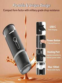 Portable 2-In-1 Coffee Machine Suitable For Travel Camping Vehicles And Offices, American Espresso Capsule Coffee Machine, UBS Charging Wireless Coffee Machine Suitable For Coffee Powder And Tea Powder  Capsules - Multicolor - View 4